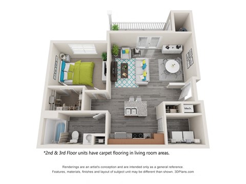 a floor plan of a 1bh floor unit with a bedroom and a living room
